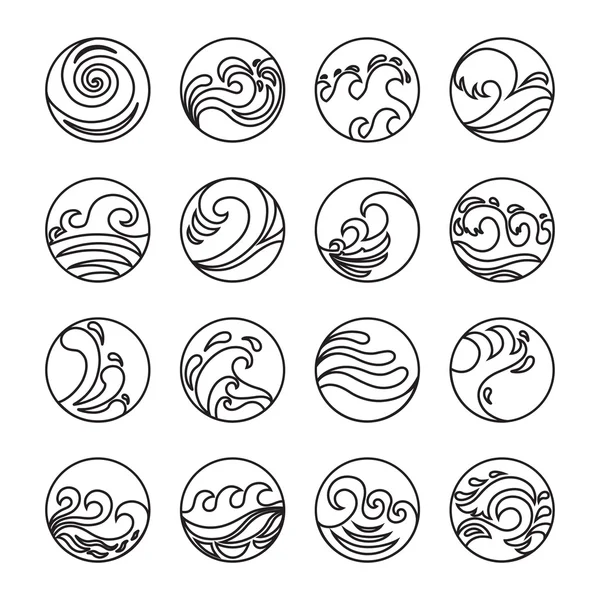 Wave Icons Set — Stock Vector