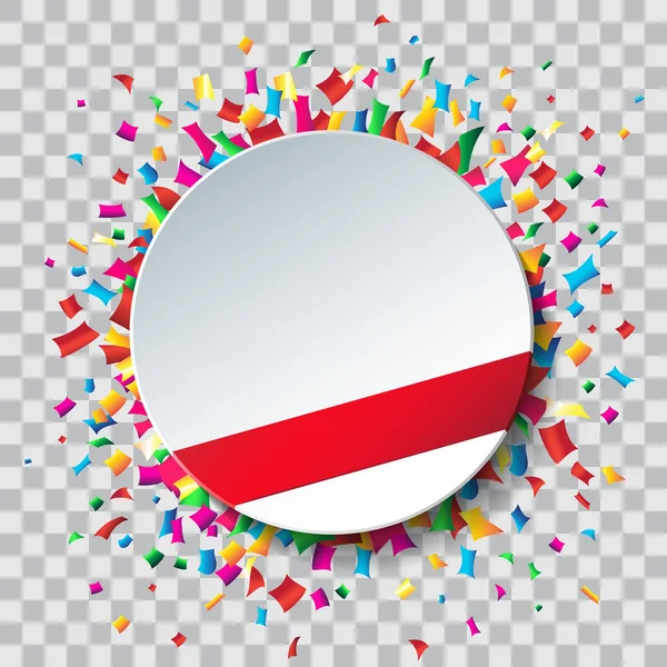 White Circle with colorful confetti. — Stock Vector