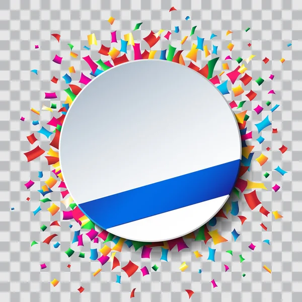 Cercle blanc avec confettis colorés . — Image vectorielle