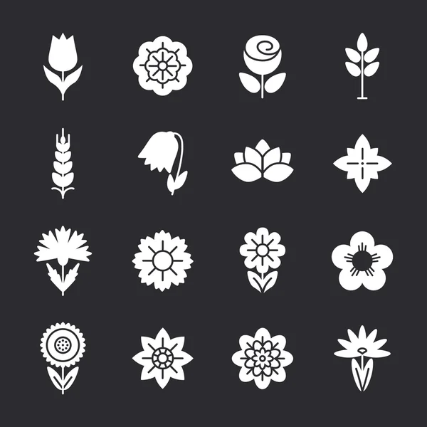 Blomma ikoner set — Stock vektor