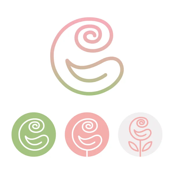 Mooi Rose bloem pictogram — Stockvector