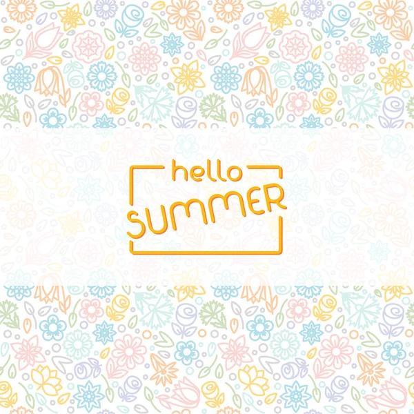 Summer background in trendy linear style — Stock Vector