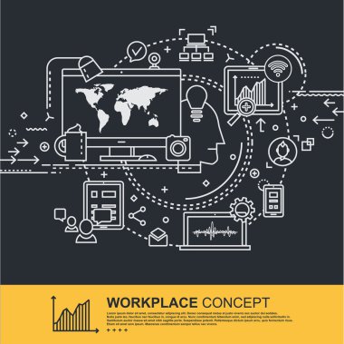 Düz stil işyeri kavramı. 