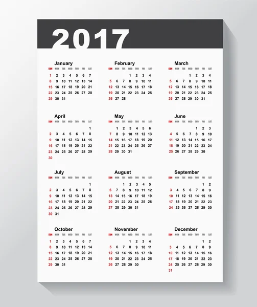カレンダー テンプレート — ストックベクタ