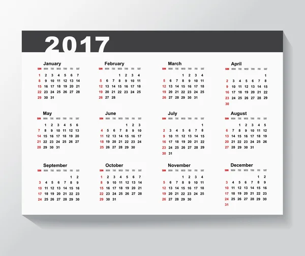 Vorlage für den monatlichen Kalender — Stockvektor