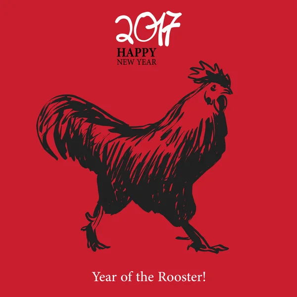 Bonne année carte de signe avec Coq . — Image vectorielle