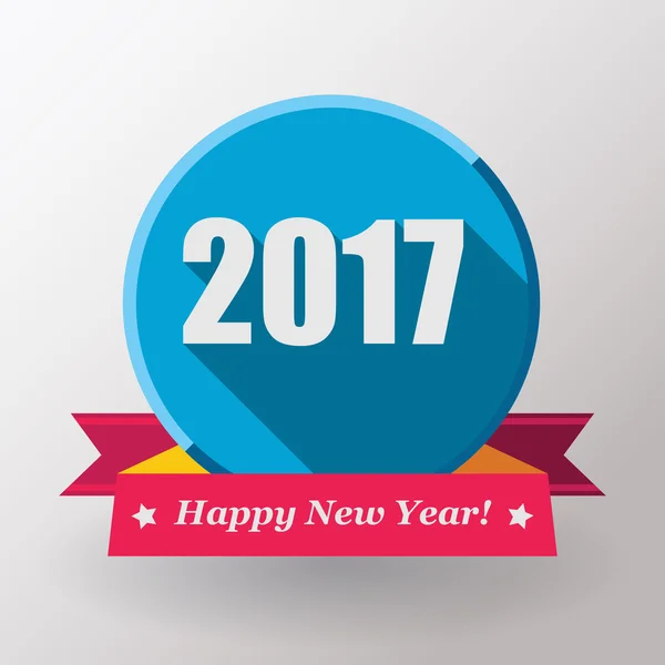 Happy New Year 2017 flat label — Stock Vector