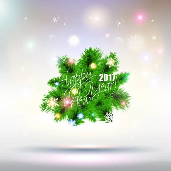 Tarjeta de felicitación árbol de año nuevo — Vector de stock
