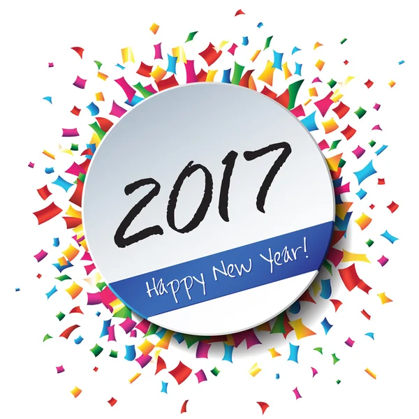Feliz Ano Novo 2017 etiqueta plana —  Vetores de Stock