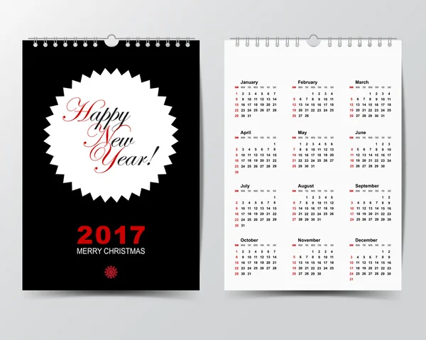 Modèle de calendrier pour 2017 année . — Image vectorielle