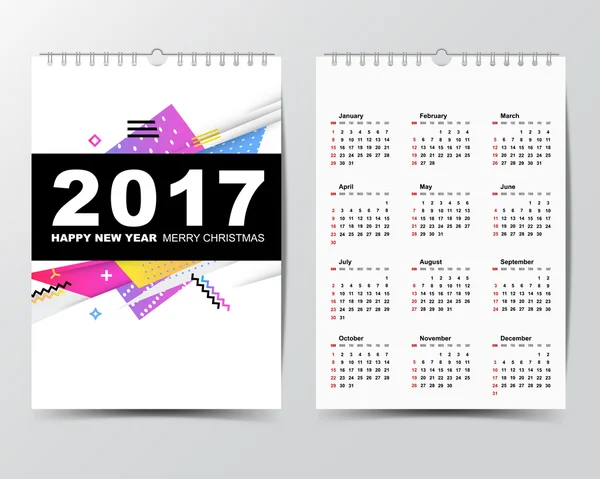 Modelo de calendário para 2017 ano . — Vetor de Stock