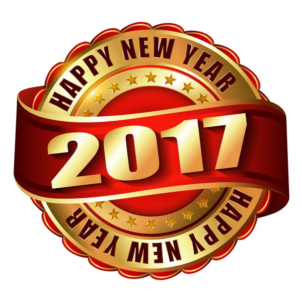 Feliz Ano Novo 2017 etiqueta dourada —  Vetores de Stock