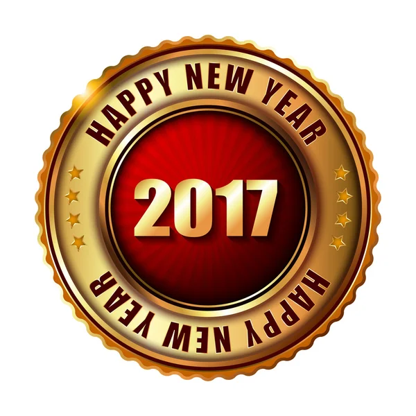 행복 한 새 해 2017 골든 라벨 — 스톡 벡터