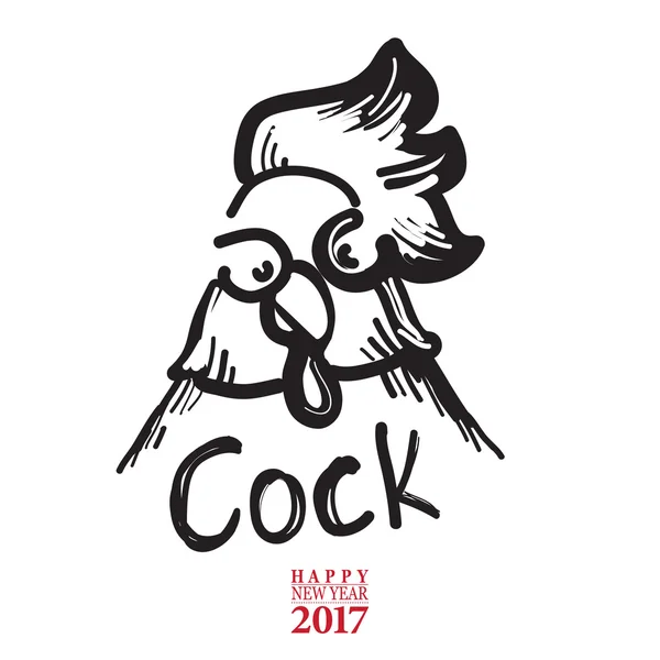 Bonne année carte de signe avec Coq . — Image vectorielle