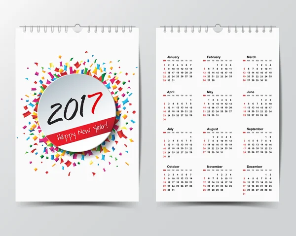 Το πρότυπο ημερολόγιο για το έτος 2017. — Διανυσματικό Αρχείο