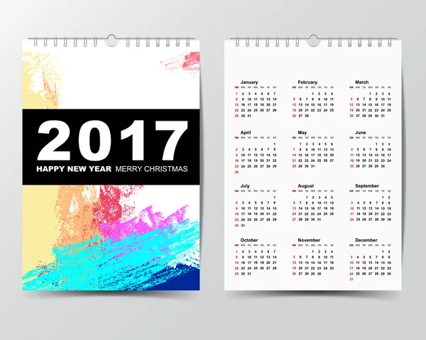 Plantilla de calendario para 2017 año . — Vector de stock