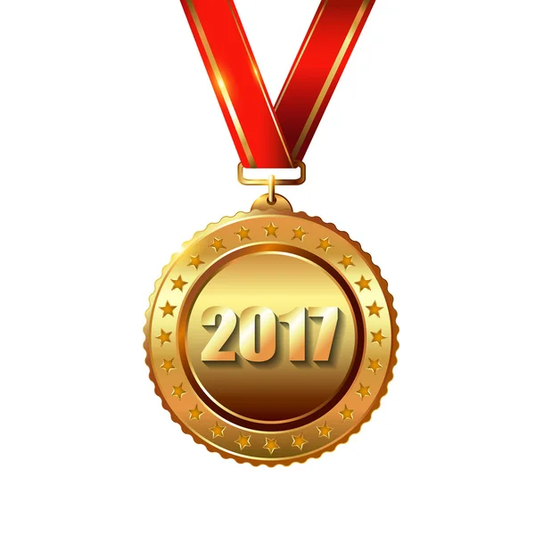 幸せな新しい年 2017 ゴールデン賞 — ストックベクタ