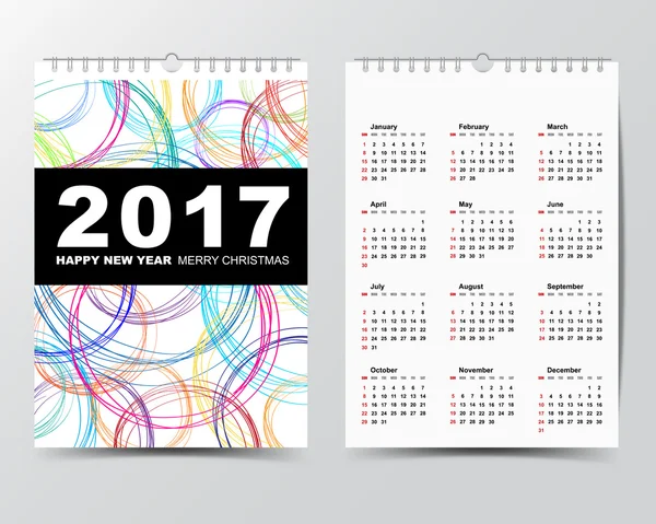 Plantilla de calendario para 2017 año . — Archivo Imágenes Vectoriales