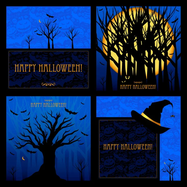 Set von Halloween-Karten — Stockvektor