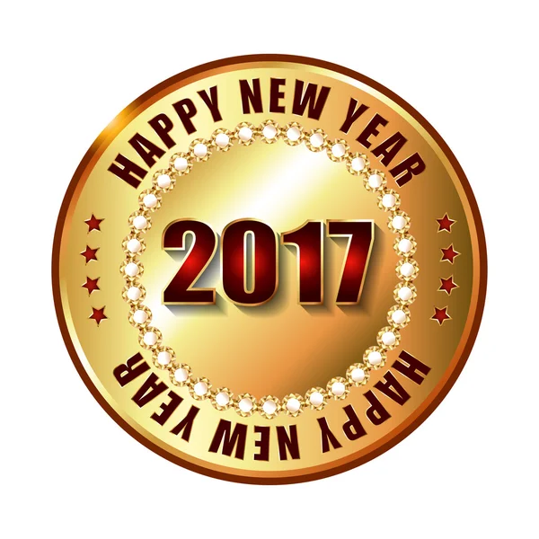 행복 한 새 해 2017 골든 라벨 — 스톡 벡터