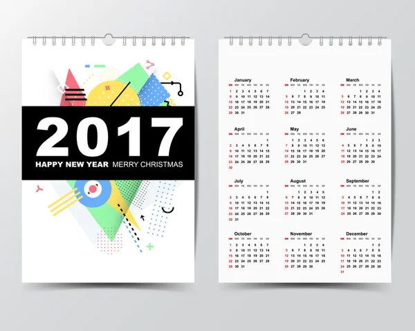 Calendar Template for 2017 year. — Stock Vector