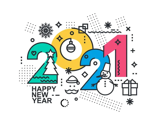 2021 Szczęśliwego Nowego Roku Modna Minimalistyczna Karta Lub Tło — Wektor stockowy