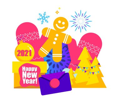 2021 Mutlu Yıllar Moda ve Minimalist Kart veya Özgeçmiş