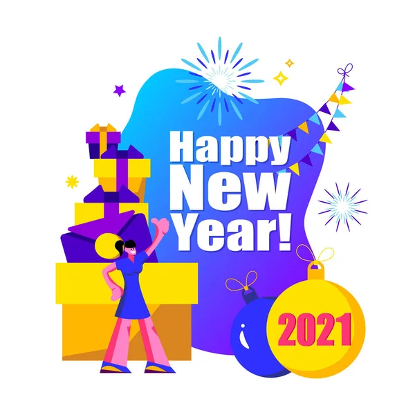 2021 Щасливий Новий Рік Модна Мінімалістична Листівка Або Фон — стоковий вектор