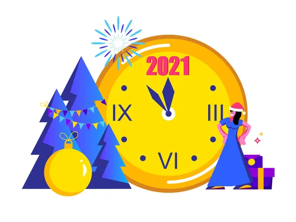 2021 Feliz Año Nuevo Tarjeta Moda Minimalista Fondo — Vector de stock