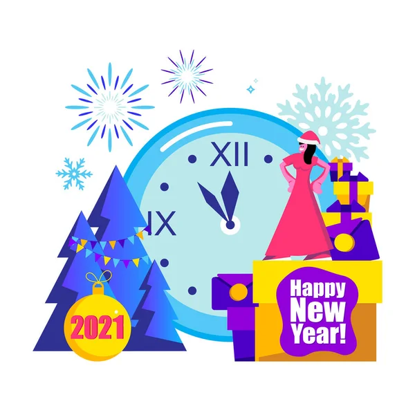 2021 Feliz Ano Novo Cartão Moderno Minimalista Fundo —  Vetores de Stock