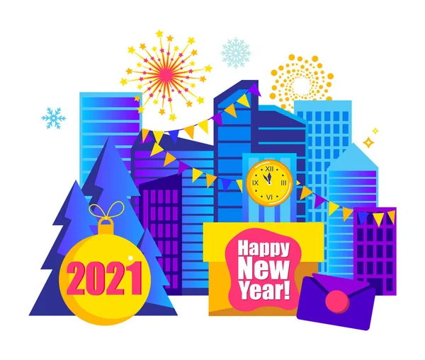 2021年新年快乐 简约的贺卡或背景 — 图库矢量图片