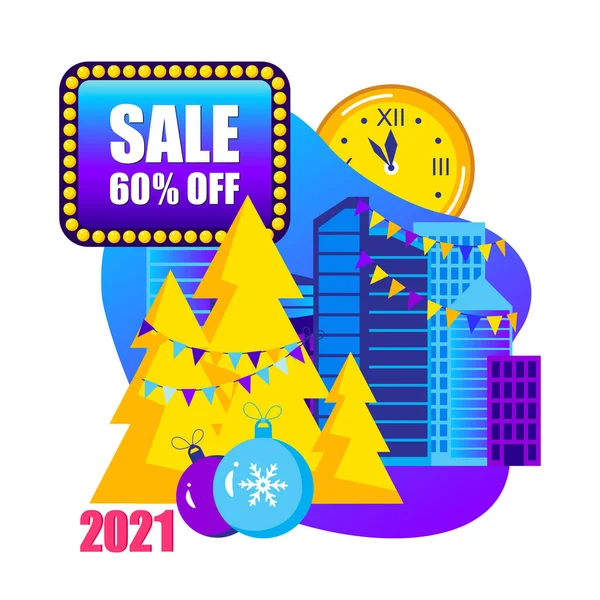 2021 Happy New Year Sale Merry Christmas Card — Stock Vector