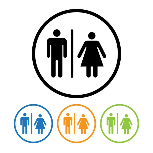 Ícones de símbolo de banheiro masculino e feminino — Vetor de Stock