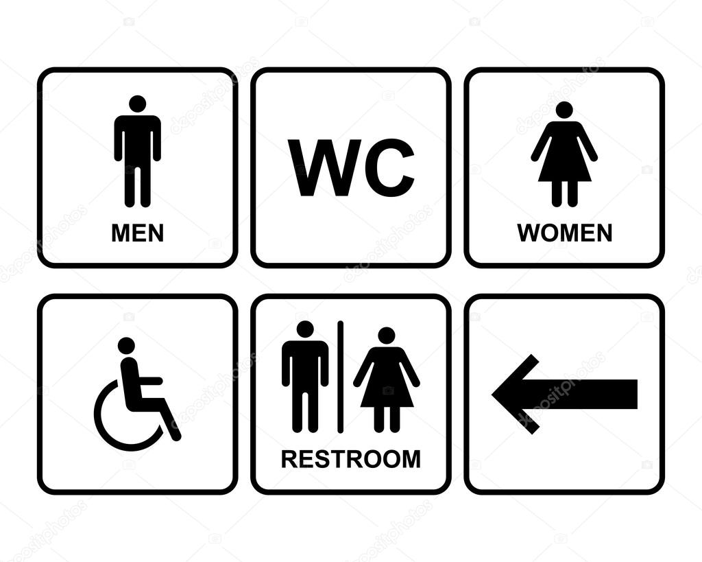 Male and Female Restroom Symbol Icons Set