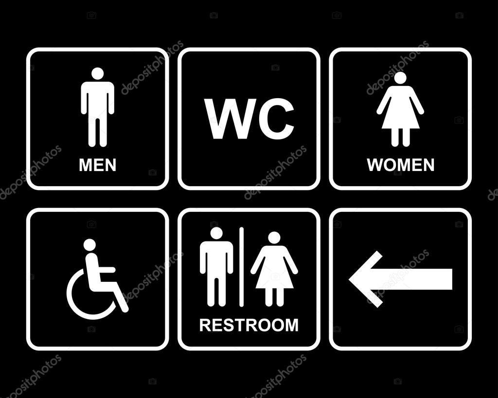установлены мужские и женские символы символа туалета