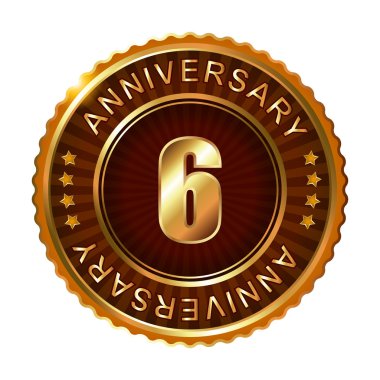 6 yıl yıldönümü altın etiket.