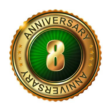 8 yıl yıldönümü altın etiket.