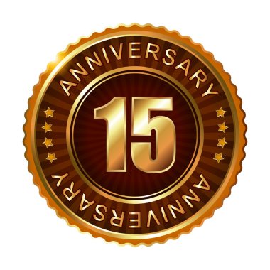 15 yıl yıldönümü altın etiketi.