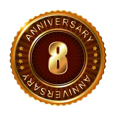 8 yıl yıldönümü altın etiket.