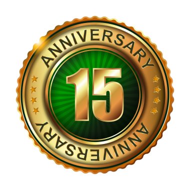 15 yıl yıldönümü altın etiketi.
