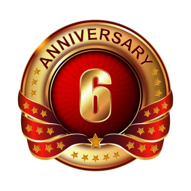 6 yıl yıldönümü altın etiket.