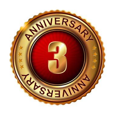 3 yıl yıldönümü altın etiket.