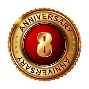 8 yıl yıldönümü altın etiket.