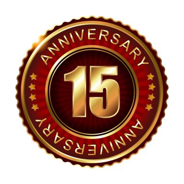 15 yıl yıldönümü altın etiketi.
