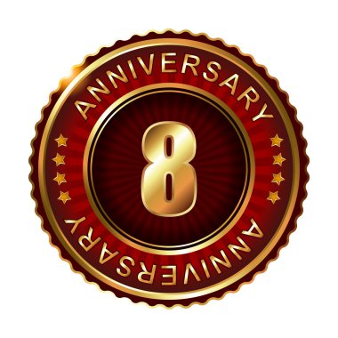 8 yıl yıldönümü altın etiket.