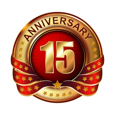 15 yıl yıldönümü altın etiketi.