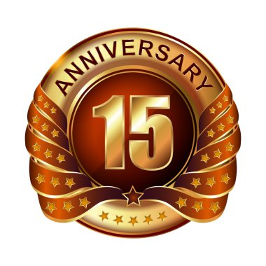 15 yıl yıldönümü altın etiketi.