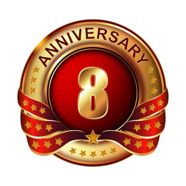 8 yıl yıldönümü altın etiket.
