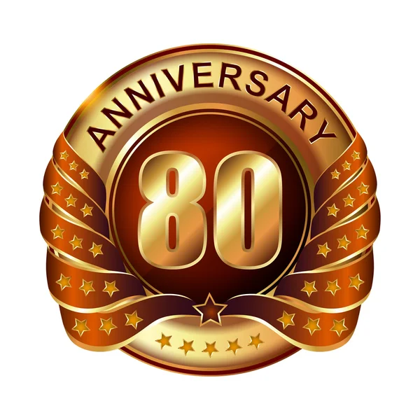 80 years anniversary golden label. — Stock Vector