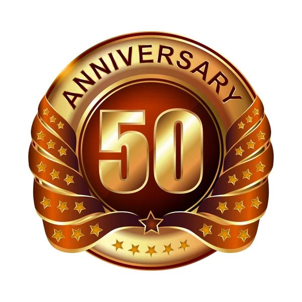 50 years anniversary golden label. — Stock Vector